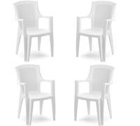 Sedie con braccioli in resina bianca effetto rattan set4 Poltrone interno estern