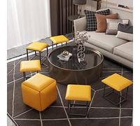 Sedie cubiche impilabili in pelle con ruote, eleganti e funzionali, per soggiorno, camera da letto e sala da pranzo, mobili salvaspazio perfetti per piccole aree