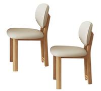 Sedie Cucina Set Da 2 Da 4 Da 6 Gambe In Legno Massello, Cuscino Del Sedile Morbido E Confortevole, Schienale Curvo, Adatto A Vari Ristoranti E Cucine Domestiche Wooden leg + off-white leather 2 pcs