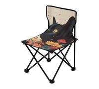 Sedie da campeggio portatili per adulti, con fiori di gatto, colore nero, sedia da campeggio ultraleggera, borsa per il trasporto inclusa, sedie da prato per esterni all'aperto