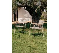 Sedie da esterno Arya, set da 6, Beige e teak