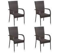 Sedie da Esterno Impilabili 4 pz in Polyrattan Marrone