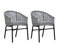 Sedie da Giardino 2 Pezzi, in Rattan PE e Acciaio, Design Minimalista, Resistente alle Intemperie, Sedia Spiaggia, Sedie da Esterno, per Giardino e Campeggio, Colore Antracite, 58 x 58 x 78 cm