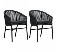 Sedie da Giardino 2 pz Nere in Rattan PE