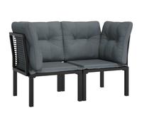 vidaXL Poltrone Angolari Giardino Cuscini 2pz Polyrattan Nero e Grigio
