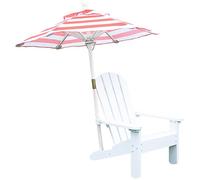 Sedie da giardino per bambini con ombrellone, mobili da giardino in legno per patio, prato, terrazza e spiaggia, ideale per campeggio e uso esterno