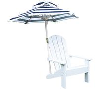 Sedie da giardino per bambini con ombrellone, mobili da giardino in legno per patio, prato, terrazza e spiaggia, ideale per campeggio e uso esterno