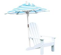 Sedie da giardino per bambini con ombrellone, mobili da giardino in legno per patio, prato, terrazza e spiaggia, ideale per campeggio e uso esterno