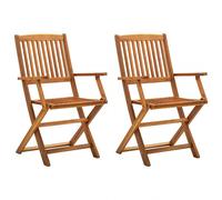 Sedie da giardino pieghevoli 2 pz in legno massello d'acacia