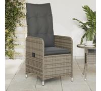 Sedie da Giardino Reclinabili 2 Pezzi con Cuscini Grigio Polyrattan, Sedia Relax Esterna Regolabile, Mobili da Esterno per Terrazza Giardino Piscina, Materiale Resistente UV e Struttura in Acciaio