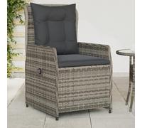 Sedie da Giardino Reclinabili 2 Pezzi Grigio Polyrattan con Cuscini, Sedia Relax Esterna Regolabile per Terrazza Giardino Piscina, Materiale Resistente alle Intemperie, Capacità Carico 110kg