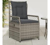 Sedie da Giardino Reclinabili 2 Pezzi Grigio Polyrattan con Cuscini, Sedia Relax Esterna Regolabile per Terrazza Giardino Piscina, Materiale Resistente UV e Struttura in Acciaio, Portata 110kg
