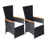 Sedie da Giardino Reclinabili 2 pz con Cuscini Polyrattan Nero