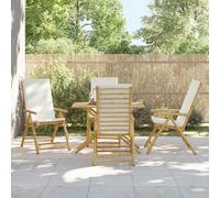 Sedie da Giardino Reclinabili 4 pz Cuscini Bianco Crema Bambù
