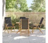Sedie da Giardino Reclinabili 4 pz Cuscini Grigio Scuro Bambù