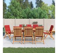 Sedie da Giardino Reclinabili con Cuscini 8 pz in Legno di Teak, Set Poltrone Relax per Terrazza Giardino Piscina, Mobili da Esterno Comodi e Durevoli con Design Elegante