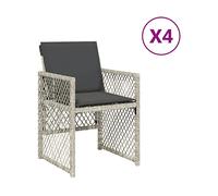 SEDIE DA GIARDINO VIDAXL con Cuscini 4 pz Grigio Chiaro in Polyrattan - 364954