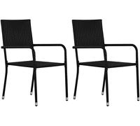 SEDIE DA GIARDINO VIDAXL da Pranzo 2 pz Impilabili Nere in Polyrattan - 318698