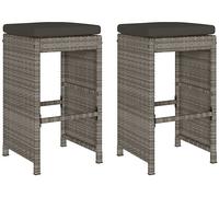 SEDIE DA GIARDINO VIDAXL Sgabelli da Bar con Cuscini 2 pz Grigi in Polyrattan - 368687