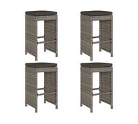 SEDIE DA GIARDINO VIDAXL Sgabelli da Bar con Cuscini 4 pz Grigi in Polyrattan - 368690