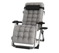 Sedie da patio oversize reclinabili per persone pesanti, sedia a sdraio a gravità zero, per campeggio, viaggi, sedie portatili con imbottitura in cotone (colore: grigio)