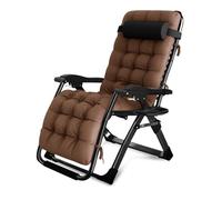 Sedie da patio reclinabili oversize con cuscino, sedia a sdraio Zero Gravity per persone pesanti, portatile e adatta ai viaggi, sedia da campeggio all'aperto con imbottitura in cotone (colore: marrone