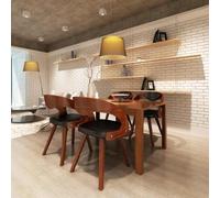 Sedie da pranzo 4 pezzi legno curvo ed ecopelle marrone | 4 pezzi in legno curvo e similpelle, colore marrone, max 110 kg per seduta, ergonomico, imbottito, design senza tempo