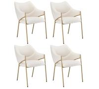 Sedie da pranzo beige con cuscini spessi, poltrone imbottite per cucina, soggiorno e camera da letto, supporta fino a 150 kg, set di 4 comode sedute.