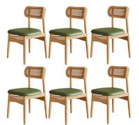 Sedie da Pranzo con Schienali Curvi in Rattan Monoblocco, Sedie da Pranzo in Legno Massello Facili da Pulire, Sedia da Pranzo Imbottita Adatta per Sale da Pranzo, Ristoranti Green+Wood frame 6