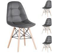 Sedie da pranzo ergonomiche in pelle ecologica in poliuretano, eleganti gambe in legno massello per cucina, soggiorno e camera da letto, design moderno e durevole per la decorazione della casa