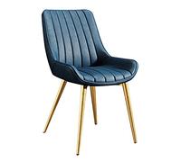 Sedie da pranzo imbottite moderne cucina, per soggiorno, con seduta imbottita in morbida pelle PU e gambe metallo, bar cucina (blu, piedini dorati)