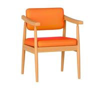 Sedie da pranzo in legno con braccioli, sedia da scrivania in stile metà secolo con seduta in ecopelle per soggiorno e studio