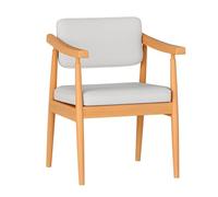 Sedie da pranzo in legno con braccioli, sedia da scrivania in stile metà secolo con seduta in ecopelle per soggiorno e studio