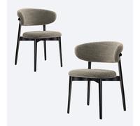 Sedie da pranzo in noce in stile moderno di metà secolo - Sedie ergonomiche per cucina e sala da pranzo con cuscini rivestiti in lino e schienale curvo - Ideali per uso domestico e nei risto