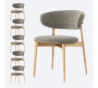 Sedie da pranzo in noce in stile moderno di metà secolo - Sedie ergonomiche per cucina e sala da pranzo con cuscini rivestiti in lino e schienale curvo - Ideali per uso domestico e nei risto