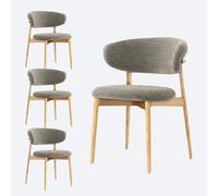 Sedie da pranzo in noce in stile moderno di metà secolo - Sedie ergonomiche per cucina e sala da pranzo con cuscini rivestiti in lino e schienale curvo - Ideali per uso domestico e nei risto