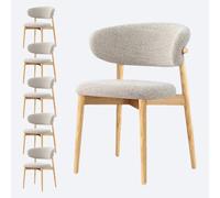 Sedie da pranzo in noce in stile moderno di metà secolo - Sedie ergonomiche per cucina e sala da pranzo con cuscini rivestiti in lino e schienale curvo - Ideali per uso domestico e nei risto