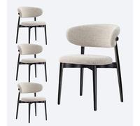 Sedie da pranzo in noce in stile moderno di metà secolo - Sedie ergonomiche per cucina e sala da pranzo con cuscini rivestiti in lino e schienale curvo - Ideali per uso domestico e nei risto