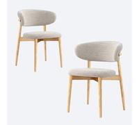 Sedie da pranzo in noce in stile moderno di metà secolo - Sedie ergonomiche per cucina e sala da pranzo con cuscini rivestiti in lino e schienale curvo - Ideali per uso domestico e nei risto