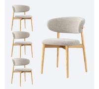 Sedie da pranzo in noce in stile moderno di metà secolo - Sedie ergonomiche per cucina e sala da pranzo con cuscini rivestiti in lino e schienale curvo - Ideali per uso domestico e nei risto