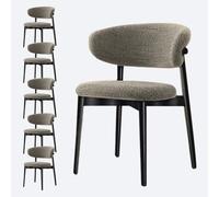 Sedie da pranzo in noce in stile moderno di metà secolo - Sedie ergonomiche per cucina e sala da pranzo con cuscini rivestiti in lino e schienale curvo - Ideali per uso domestico e nei risto