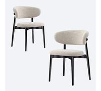 Sedie da pranzo in noce in stile moderno di metà secolo - Sedie ergonomiche per cucina e sala da pranzo con cuscini rivestiti in lino e schienale curvo - Ideali per uso domestico e nei risto