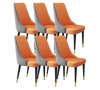 Sedie da pranzo in pelle micro in fibra set di 6 sedie laterali cucentabili Studia sedia da salone gambe in acciaio a carbonio robuste (colore: grigio cemento+arancione, dimensioni: gamba dorata)