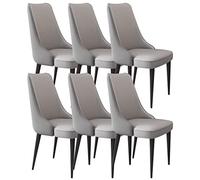 Sedie da pranzo in pelle micro in fibra set di 6 sedie laterali cucentabili Studia sedia da salone gambe in acciaio a carbone robuste (colore: grigio cemento+grigio chiaro, dimensioni: gamba nera)