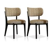 Sedie da pranzo in tessuto in legno set di 2 sedie moderne imbottite per tavolo da pranzo, telaio in legno massiccio, sedie da cucina da cucina con pioli per la sala da pranzo in cucina Orange