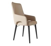 Sedie da pranzo moderne ed ergonomiche, in ecopelle, con seduta imbottita, extra larghe, spesse, imbottite, per cucina e soggiorno (beige)