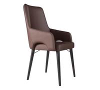 Sedie da pranzo moderne in ecopelle, ergonomiche e imbottite, con seduta spessa e imbottita, extra larghe, per cucina, soggiorno, marrone (set da 2)
