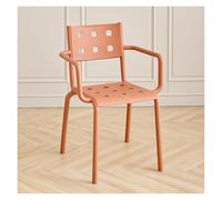 Sedie da pranzo moderne in plastica gialla con braccioli impilabili con retro cavo, design esterno patio e cucina, nessun montaggio richiesto, comode e durevoli