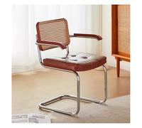 Sedie da pranzo moderne in rattan di metà secolo con bracciolo, elegante schienale in pelle sintetica intrecciata a mano, per bar, hotel e per il tempo libero a casa