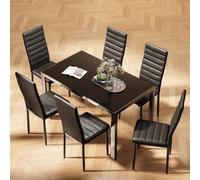 Sedie da pranzo per 6 persone, adatte per 6 persone, set tavolo da pranzo in pelle PU con schienale alto, abbinabili a qualsiasi tavolo in cucina e sala da pranzo, adatto per il soggiorno della cucina